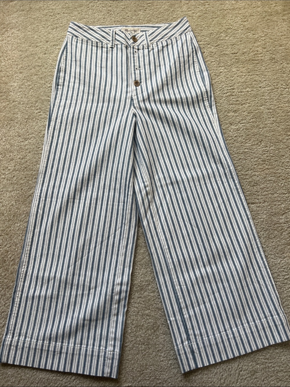 Madewell Men’s Vertical Striped Chinos in Blue and White